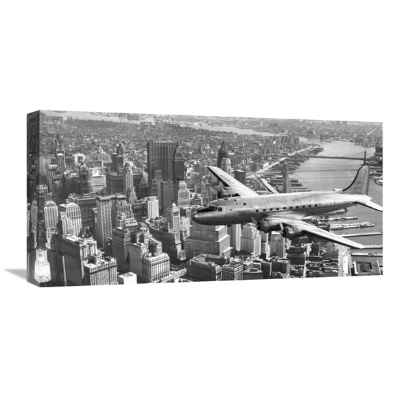 Global Gallery Anonymous,'Flying over Manhattan, NYC' Stretched Canvas Artwork