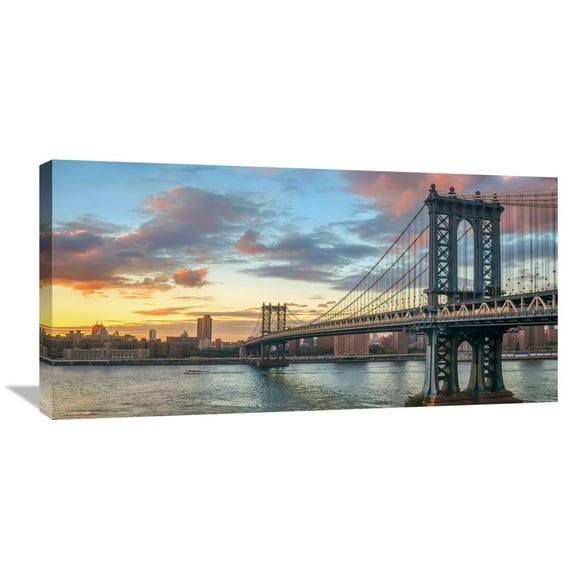 Global Gallery Anonymous,'Manhattan Bridge at sunset, NYC' Stretched Canvas Artwork