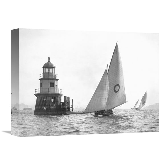 Global Gallery Anonymous,'Sloop and Channel Pile Light on Sydney Harbour' Stretched Canvas Artwork