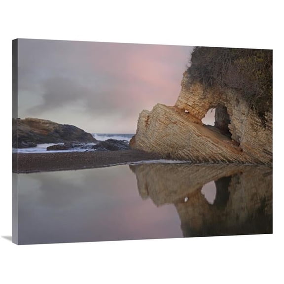 Global Gallery Cave Reflected in Pool at Dusk - Spooners Cove - Montano De Oro State Park - California Art Print - Tim Fitzharris
