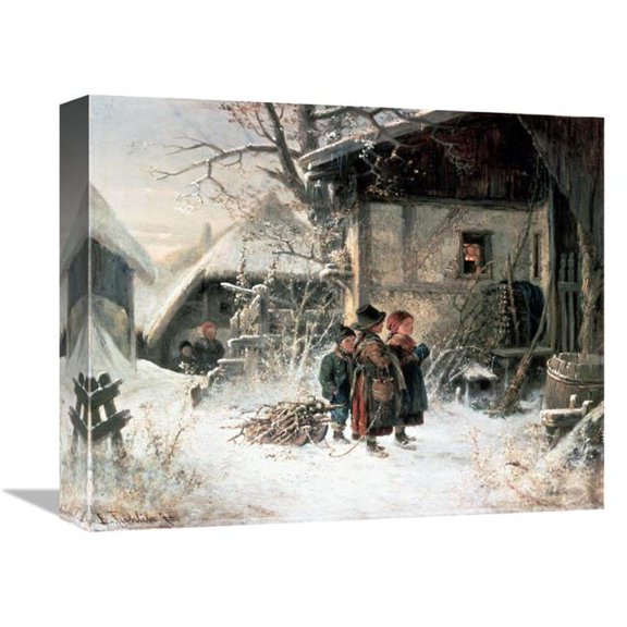Global Gallery Children in the Snow Art Print - Bernhard Frohlich - 16in.