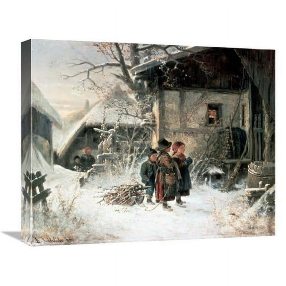 Global Gallery Children in the Snow Art Print - Bernhard Frohlich