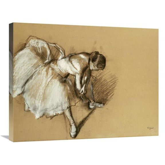 Global Gallery  Dancer Adjusting Her Shoe Art Print - Edgar Degas 30 in.