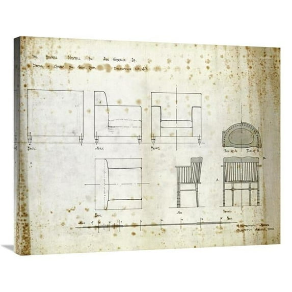 Global Gallery Designs for an Upholstered Chair - 1909 Art Print - Charles Rennie Mackintosh