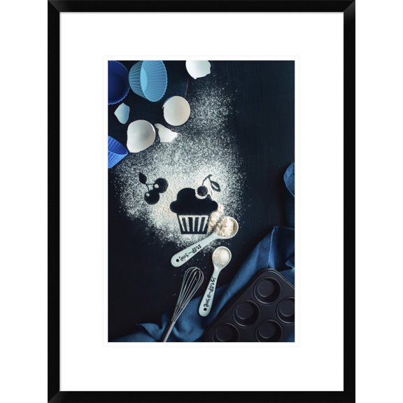 Global Gallery Dina Belenko 'Baking Recipe: Cherry Muffin' Framed Wall Art