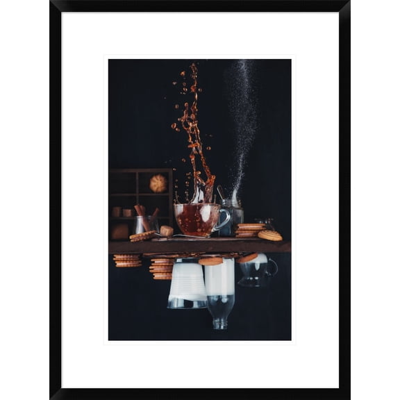 Global Gallery Dina Belenko 'Upside And Down Again (with Coffee)' Framed Wall Art