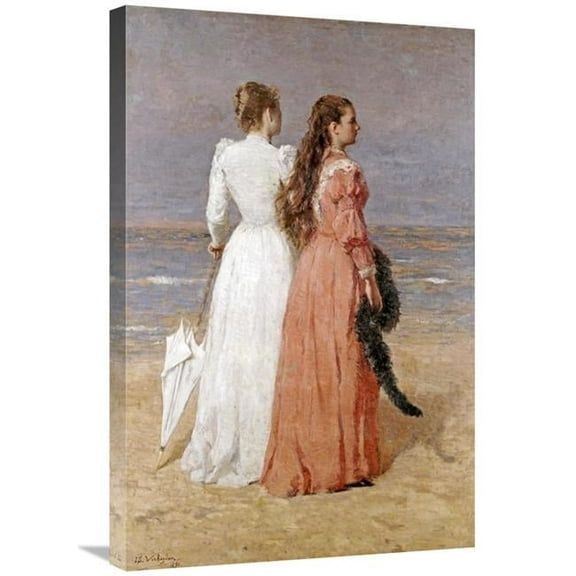Global Gallery Elegant Women on a Beach Art Print - Isidore Verheyden