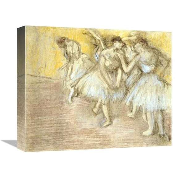 Global Gallery Five Dancers on Stage Art Print - Edgar Degas