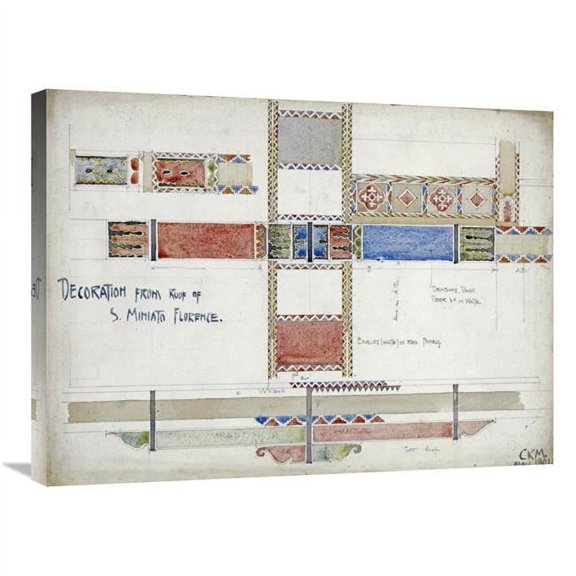 Global Gallery Florence - San Miniato - Studies of Decorative Ceiling Panels Art Print - Charles Rennie Mackintosh