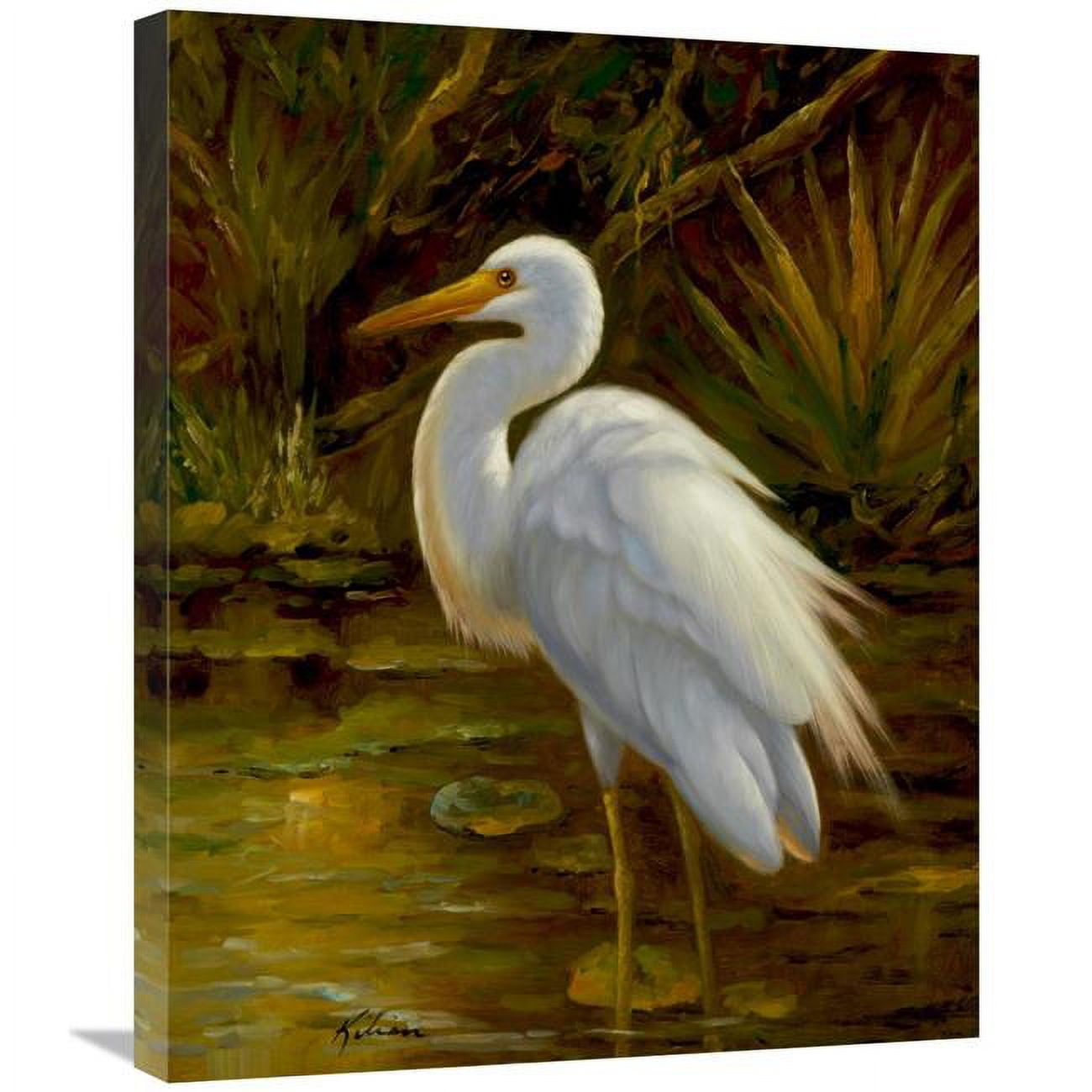 Tropical Egret II White Canvas Art Print by Kilian