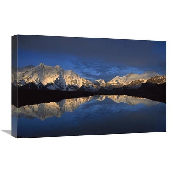 Global Gallery GCS-453420-1624-142 16 x 24 in. Panoramic VIew From Mt Makalu to Mt Everest At Dawn, Khama Valley, Tibet Art Print - Colin Monteath