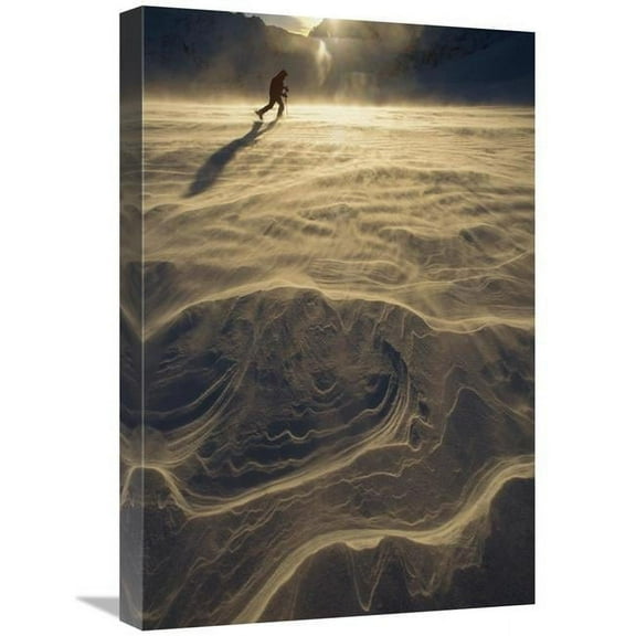 Global Gallery GCS-453489-1624-142 16 x 24 in. Skiier on Upper Tasman Glacier At Sunset, Mount Cook NP, New Zealand Art Print - Ned Norton