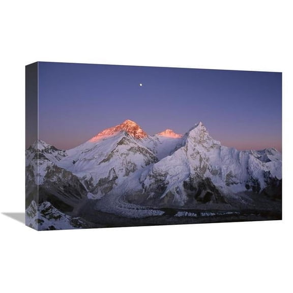 Global Gallery GCS-453532-1218-142 12 x 18 in. Moon Over Summit of Mount Everest, Lhotse & Nuptse, Sagarmatha NP, Nepal Art Print - Grant Dixon