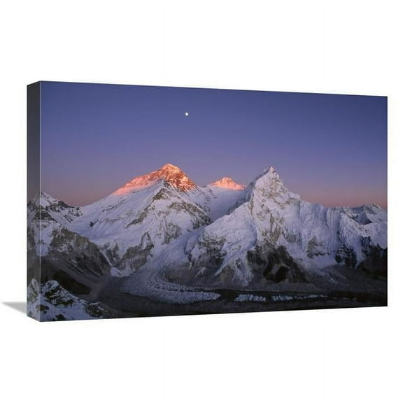 Global Gallery GCS-453532-1624-142 16 x 24 in. Moon Over Summit of Mount Everest, Lhotse & Nuptse, Sagarmatha NP, Nepal Art Print - Grant Dixon