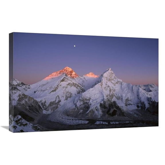 Global Gallery GCS-453532-2030-142 20 x 30 in. Moon Over Summit of Mount Everest, Lhotse & Nuptse, Sagarmatha NP, Nepal Art Print - Grant Dixon