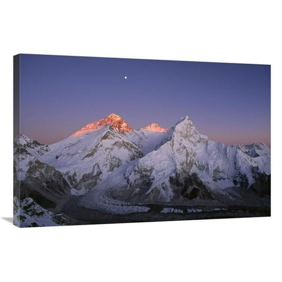 Global Gallery GCS-453532-2436-142 24 x 36 in. Moon Over Summit of Mount Everest, Lhotse & Nuptse, Sagarmatha NP, Nepal Art Print - Grant Dixon