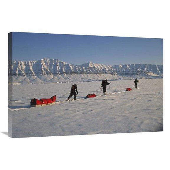 Global Gallery GCS-453538-2436-142 24 x 36 in. Skiers Crossing From Ny Alesund to Longyearbyen, Svalbard, Norway Art Print - Colin Monteath