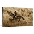 thumbnail image 1 of Global Gallery GCS-453700-1624-142 16 x 24 in. Cowboy Riding Horse, Followed by Two Dogs, Oregon - Sepia Art Print - Konrad Wothe, 1 of 1