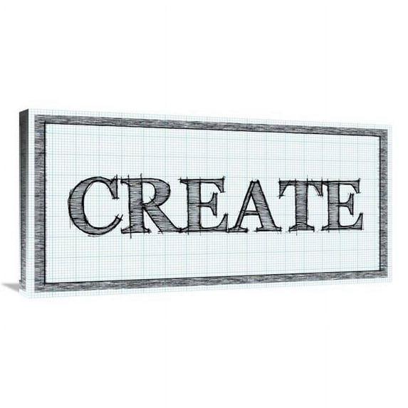 Global Gallery GCS-453836-1836-142 18 x 36 in. Sketched Words - Create Art Print - BG.Studio