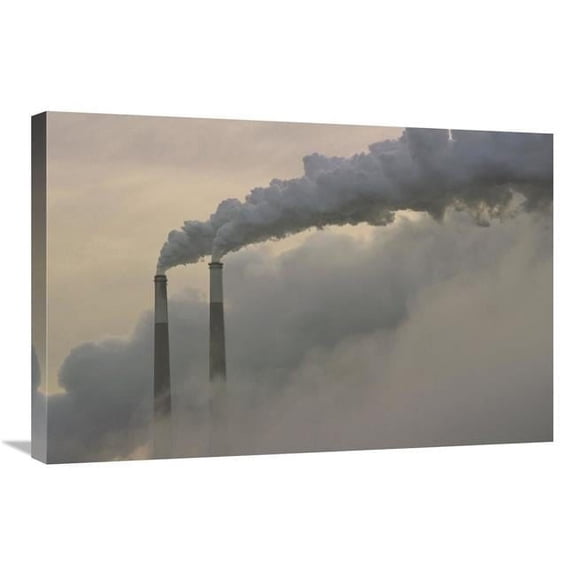 Global Gallery Gas Effluence Pouring Out of Smoke Stacks at Nuclear Power Plant - Upper Ohio River - Ohio Art Print