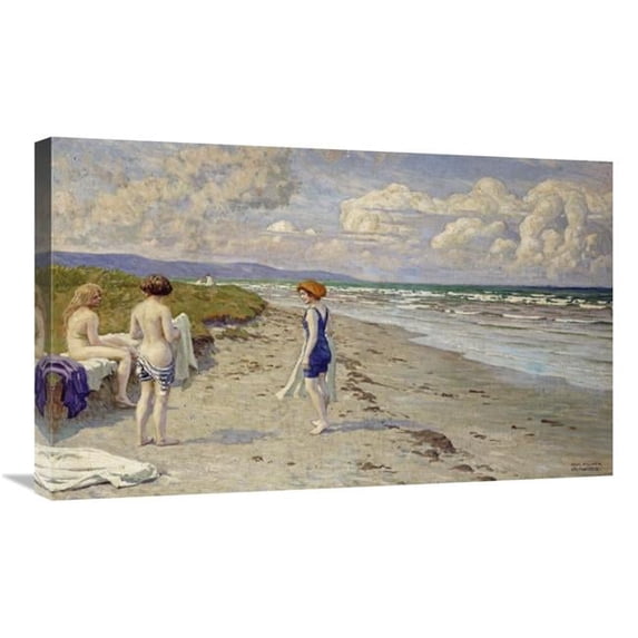 Global Gallery Girls Preparing to Bathe on a Beach Art Print - Paul Fischer