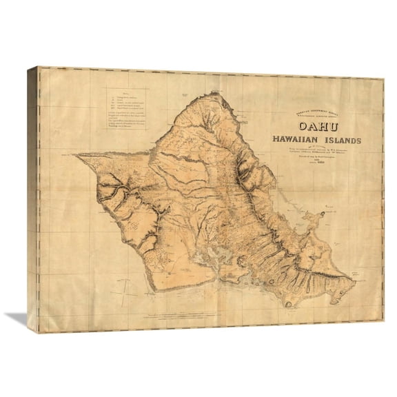Global Gallery Hawaiian Government Survey,'Oahu, Hawaiian Islands, 1881' Stretched Canvas Artwork