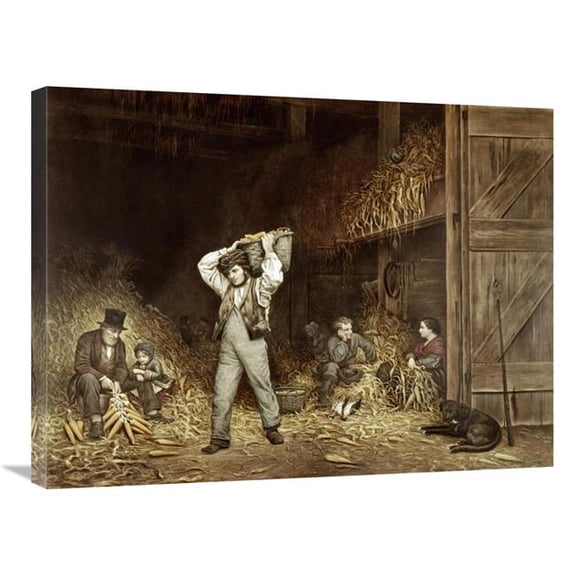Global Gallery Husking Corn Art Print - Currier & Ives