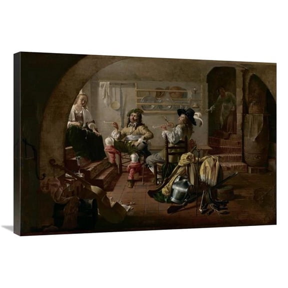 Global Gallery  Interior with Soldiers & Women Art Print - Jacob Duck