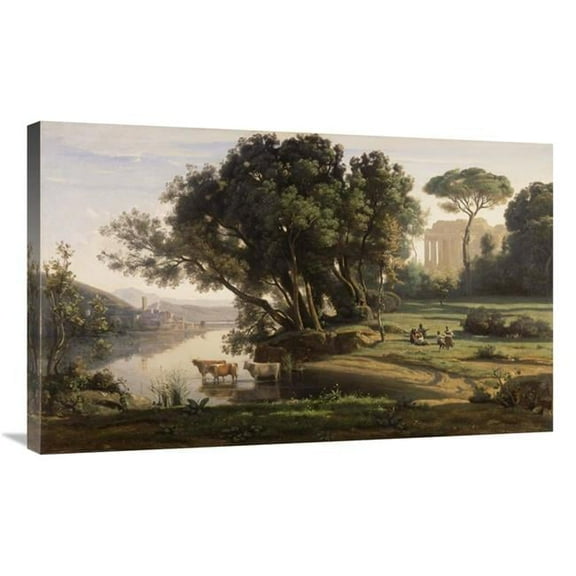 Global Gallery  Italian Landscape - Soleil Levant Art Print - Jean-Baptiste-Camille Corot