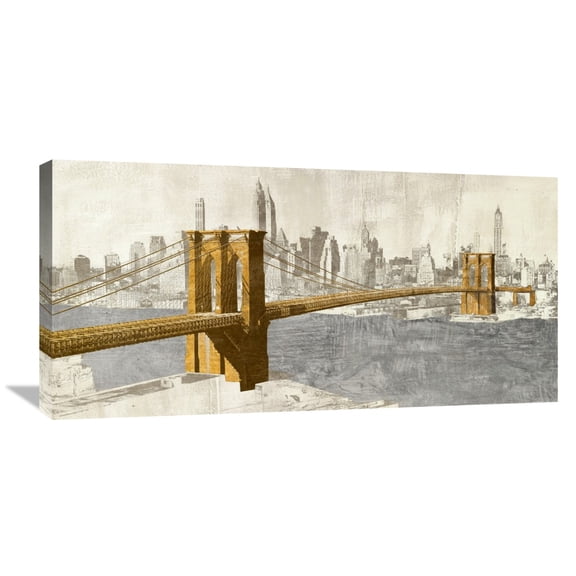 Global Gallery Joannoo,'Gilded Brooklyn Bridge' Stretched Canvas Artwork