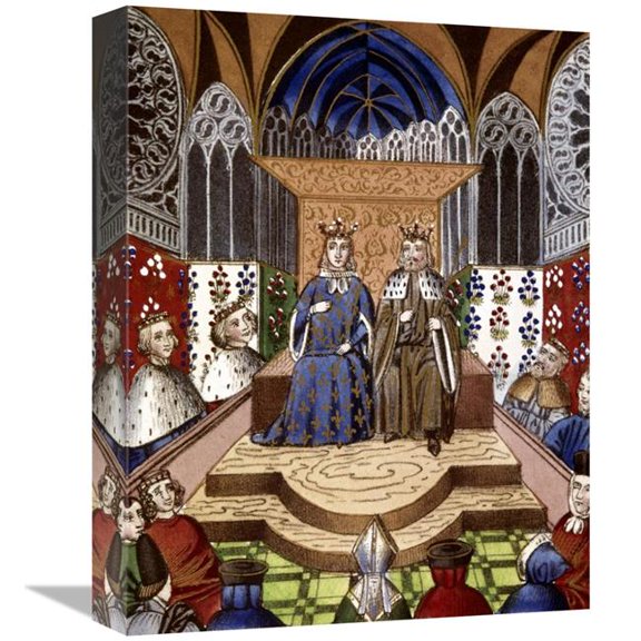 Global Gallery King of France & Emperor of Germany in Conference Art Print - Jean Froissart