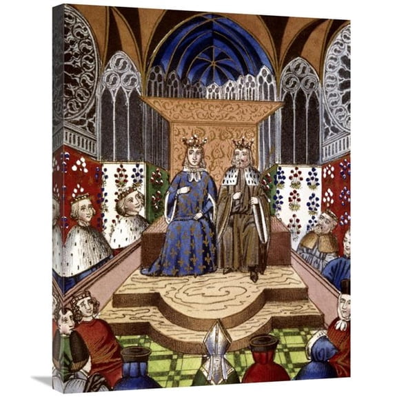 Global Gallery King of France & Emperor of Germany in Conference Art Print - Jean Froissart