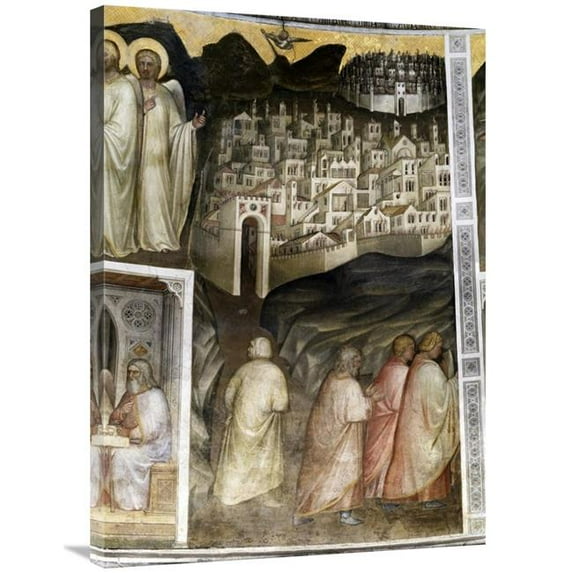 Global Gallery Lots Wife Leaves Sodom From Tambour - Scenes From the Old Testament Art Print - Giusto De Menabuoi - 36in.