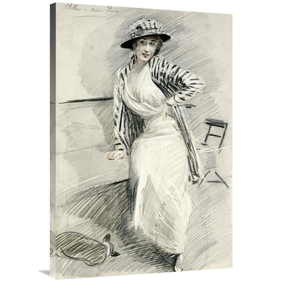 Global Gallery Madame Paris Sitting on Bench Art Print - Paul-Cesar Helleu