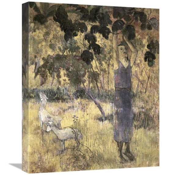 Global Gallery Man Gathering Fruit Cuisine Art Print - Paul Gauguin