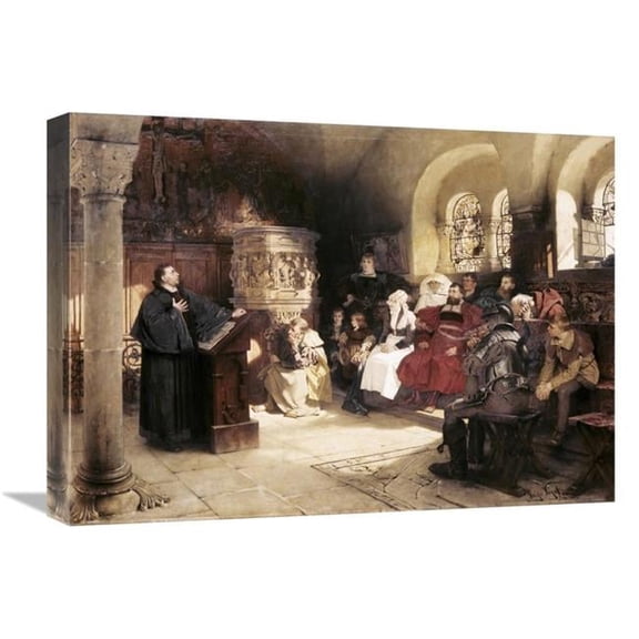 Global Gallery  Martin Luther Preaches in Wartburg Art Print - Hugo Vogel