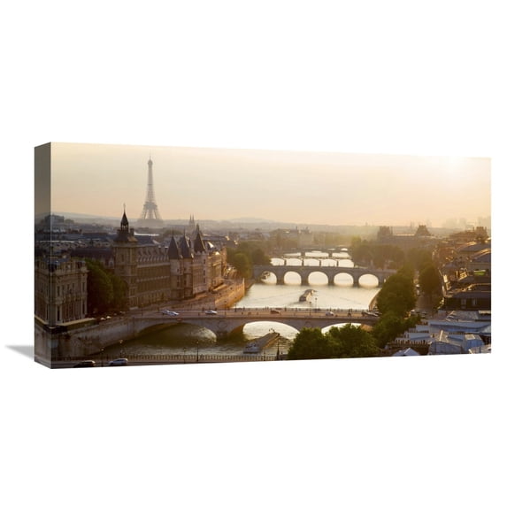 Global Gallery Michel Setboun 'Bridges over the Seine river, Paris' Canvas Wall Art