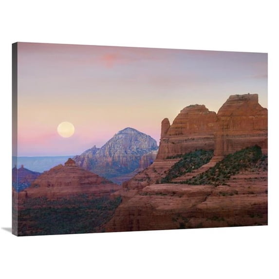 Global Gallery Moon Setting As Seen From Shelby Hill - Sedona - Arizona Art Print - Tim Fitzharris