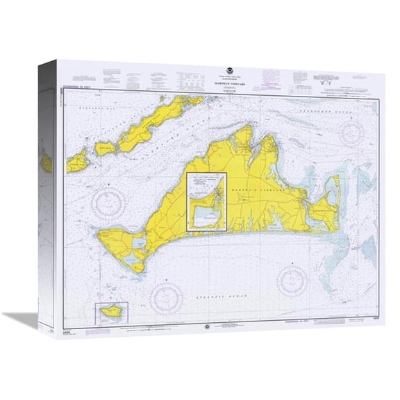 Global Gallery  Nautical Chart - Marthas Vineyard CA. 1975 Art Print - NOAA Historical Map & Chart Collection