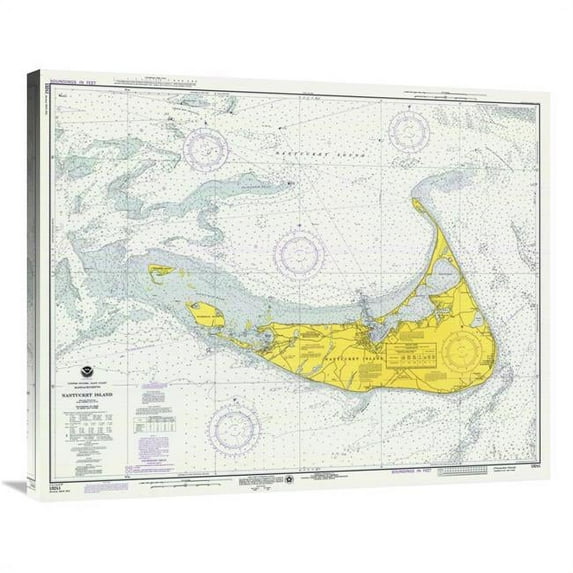 Global Gallery Nautical Chart - Nantucket Island CA. 1975 Art Print
