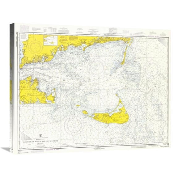Global Gallery Nautical Chart - Nantucket Sound & Approaches CA. 1973 Art Print - NOAA Historical Map & Chart Collection 30in.