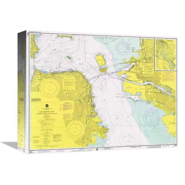 Global Gallery Nautical Chart San Francisco Bay CA. 1975 Art Print