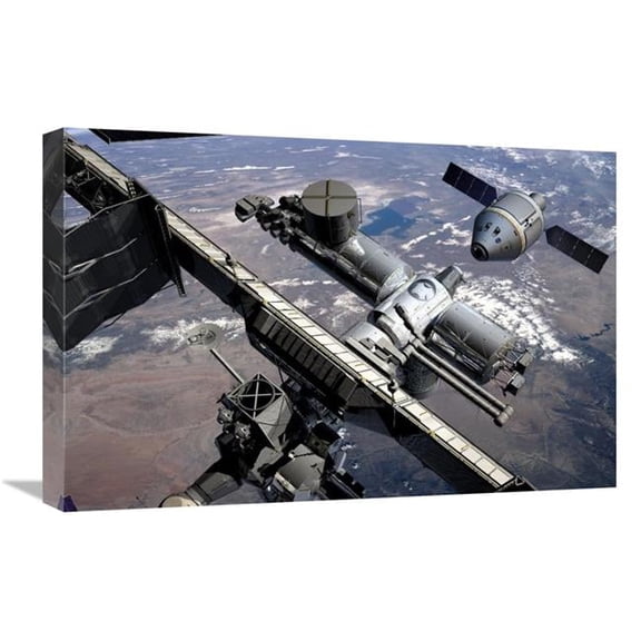 Global Gallery  Orion Preparing to Dock with ISS - Project Constellation Art Print - NASA