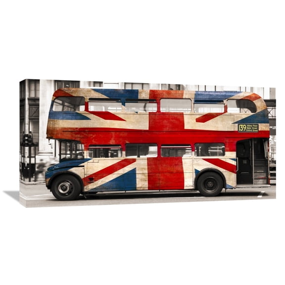 Global Gallery Pangea Images,'Union jack double-decker bus, London' Stretched Canvas Artwork