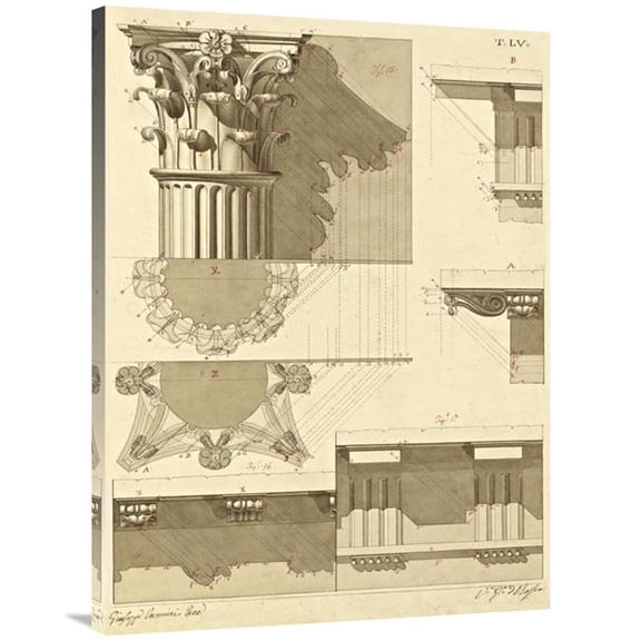 Global Gallery  Plate 55 for Elements of Civil Architecture - CA. 1818-1850 Art Print - Giuseppe Vannini