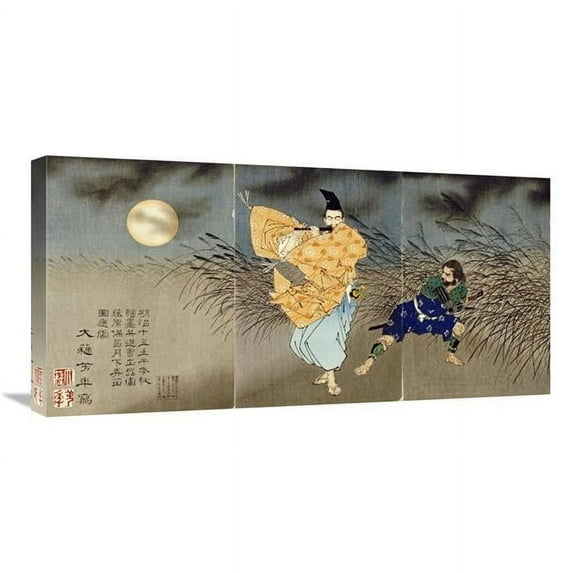 Global Gallery Playing the Flute by Moonlight Art Print - Tsukioka Yoshitoshi