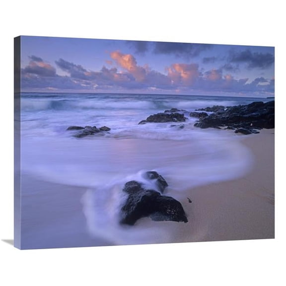 Global Gallery Rolling Waves at Dusk at Sandy Beach - Oahu - Hawaii Art Print