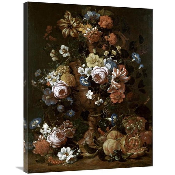 Global Gallery Roses - Carnations & Other Flower in An Urn Art Print