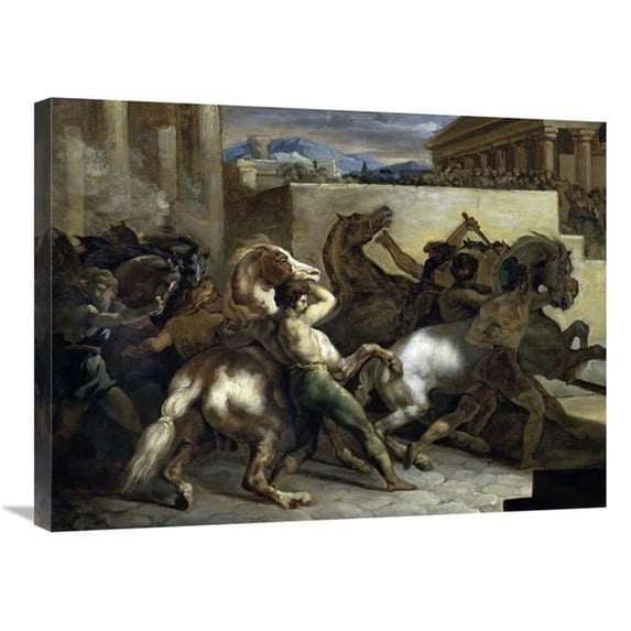 Global Gallery Run of the Wild Horses in Rome Art Print - Theodore Gericault