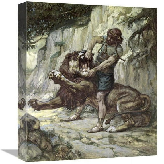 Global Gallery Samson Kills a Young Lion Art Print 16 in.